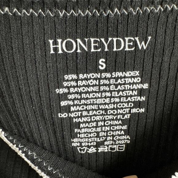 Honey Dew Fine Rib Lace Trim Tank Top Cami Square Neck Black Size S Soft Comfy - Picture 7 of 8